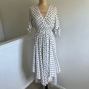 Polka Dot Asymmetric Maxi Dress